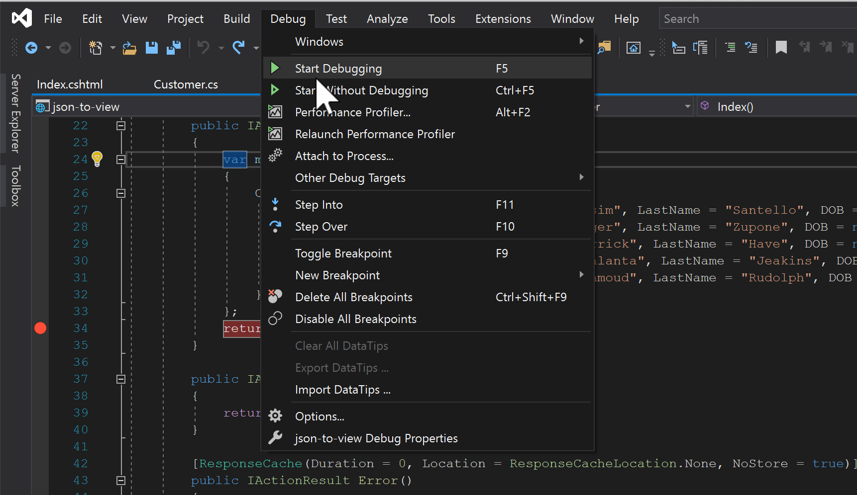 Set breakpoint in Visual Studio